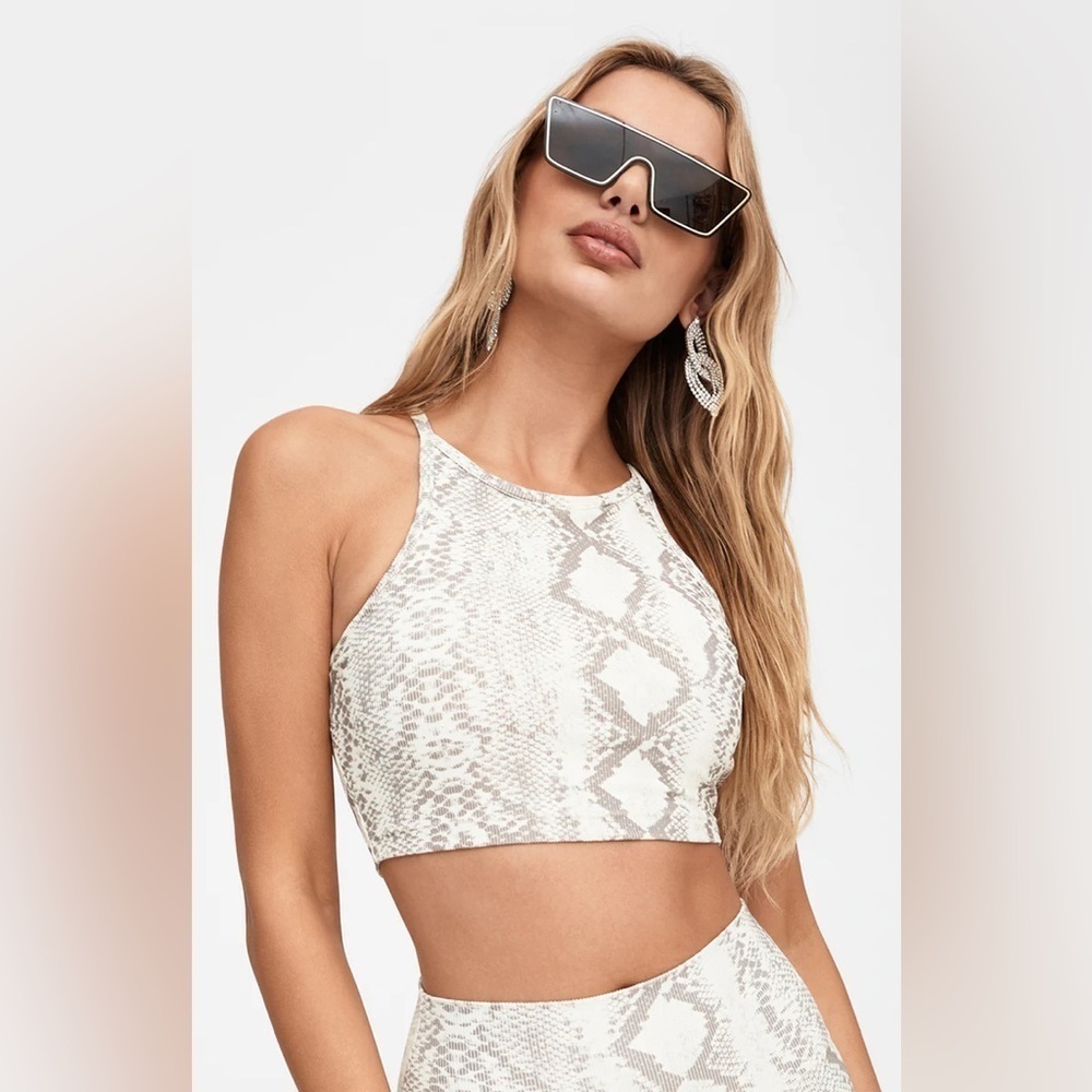Beach Riot Anna tank reptile cream/gray snake print small